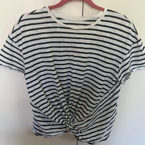 Black and White Knot Front Short Sleeve